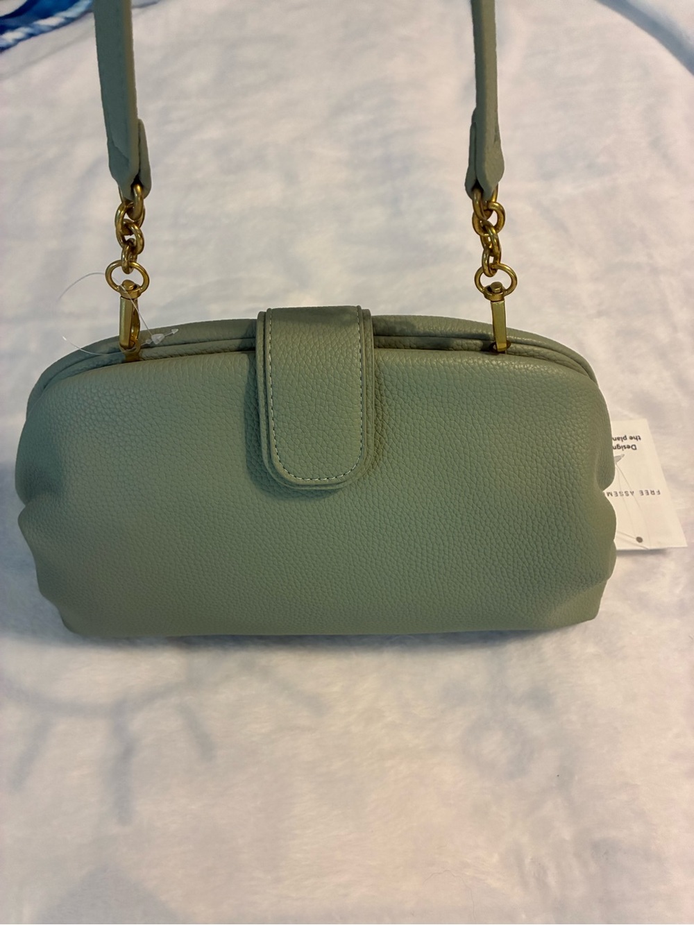 Free Assembly Sage Green Leather Pebbled Top-Handle Women’s Bag - Picture 4 of 7